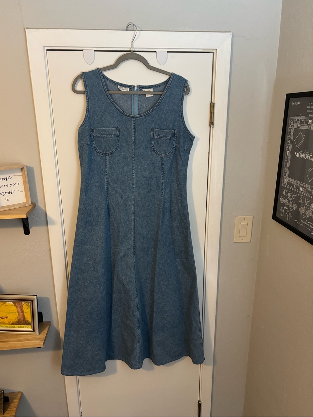 Vintage Willi Smith Sleeveless Denim Midi Dress - Blue